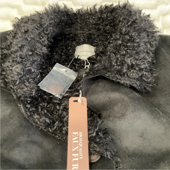 Love Tree Faux Suede/Fur Black Jacket NWT Size Medium - Picture 3 of 15